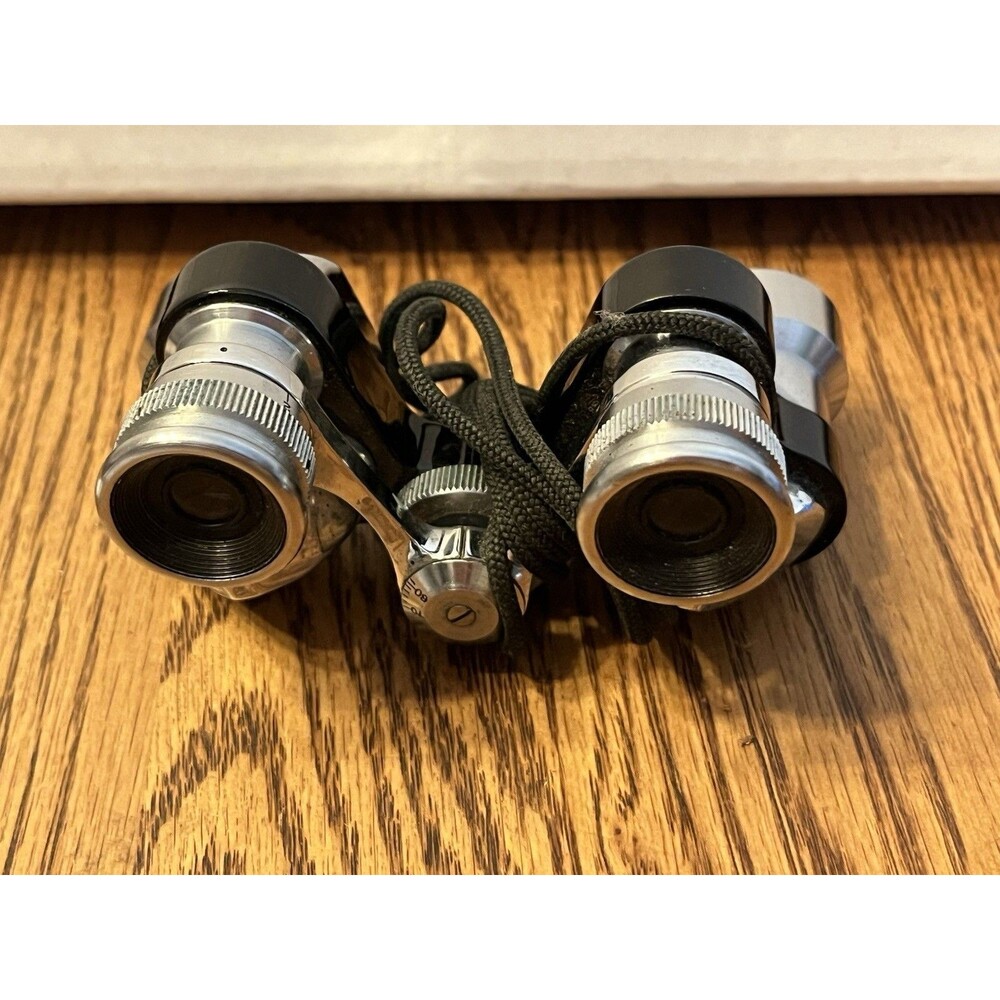 Vintage Ofuna 6” x 18” Compact Binoculars, Case, Black/Silver; made in Japan